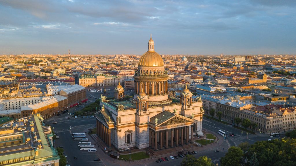 aerial view of st isaac s cathedral in st petersburg